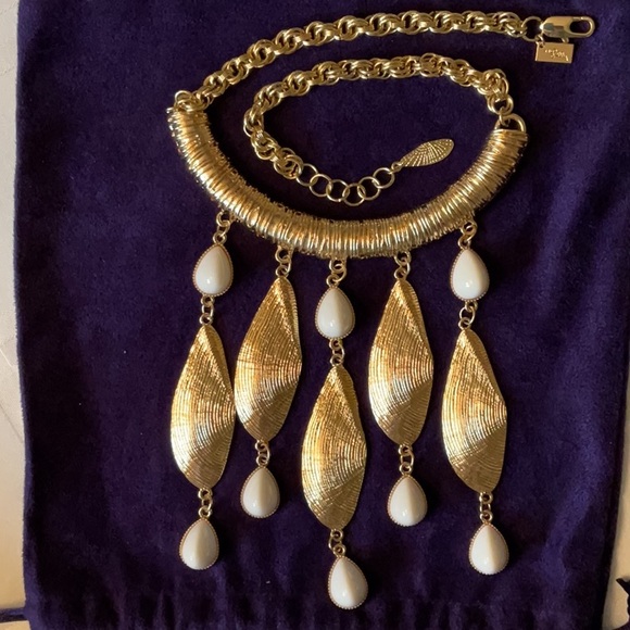 Lilly Necklace - Gold Seashells and Ivory Drops - Picture 1 of 2